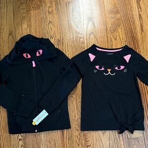 Cat & Jack Halloween cat shirt and matching hooded sweatshirt medium (7/8) NWT